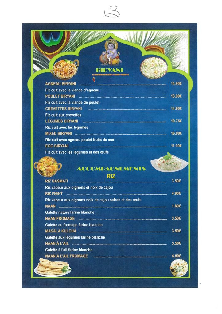 Briyani et accompagnements