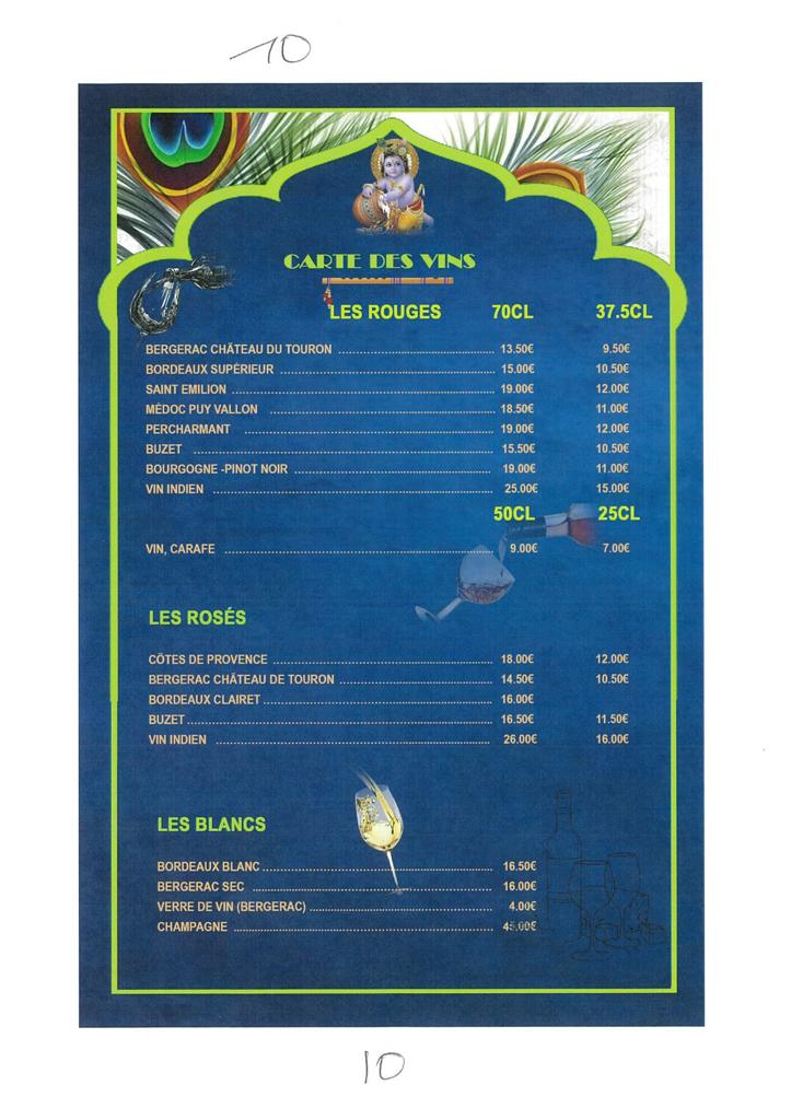 Carte des vins